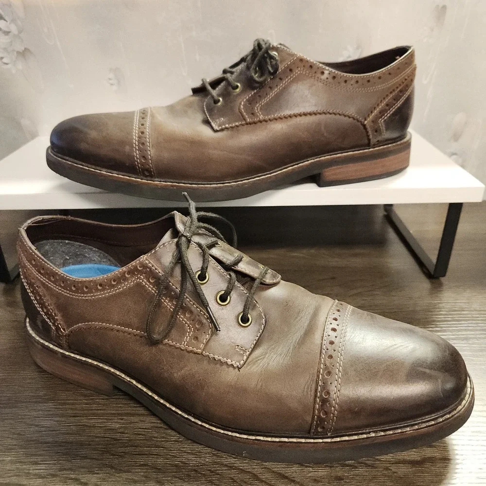 Nunn Bush Men's Overland Cap Toe Oxford Lace Up Leather Dress Shoe Size 12M‎